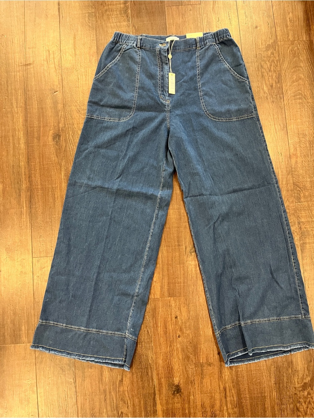 Max Studio London Wide Leg High Rise Slip on Trousers Blue Size XL NWT